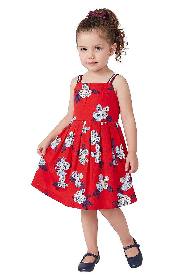 Vestido Infantil Tommy Hilfiger Floral – Vermelho