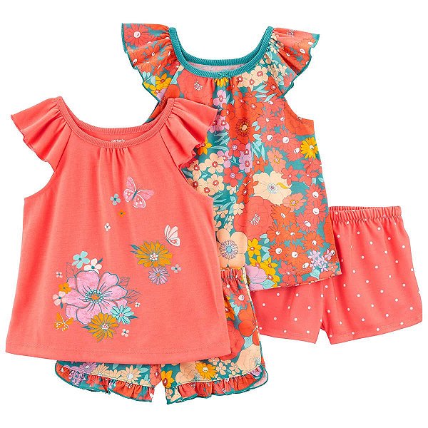 Kit Pijama Carter's com 4 peças, floral