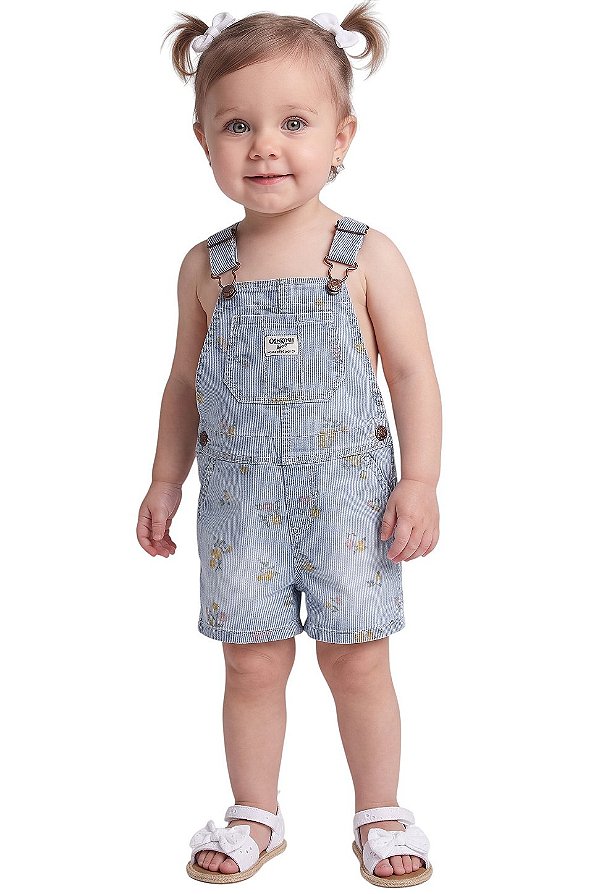 Jardineira Bebê OshKosh – Listrada com Estampa Floral