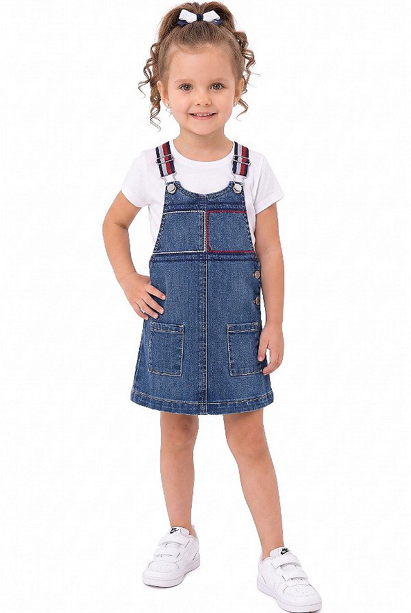 Jardineira Infantil Jeans Tommy Hilfiger