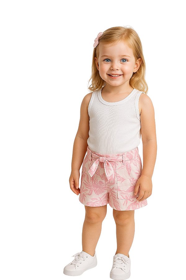 shorts em linho floral Baby Gap