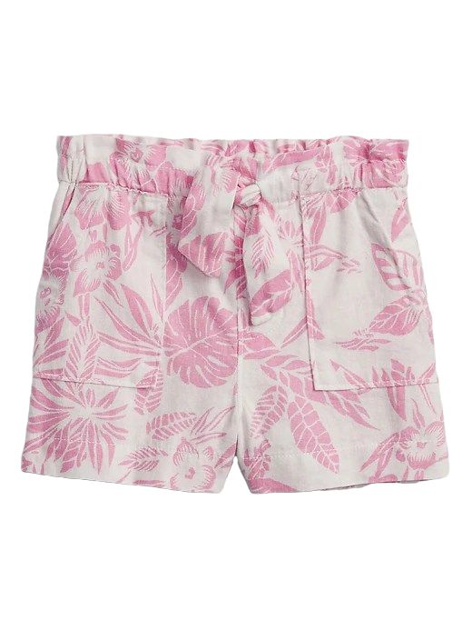 shorts em linho floral Baby Gap