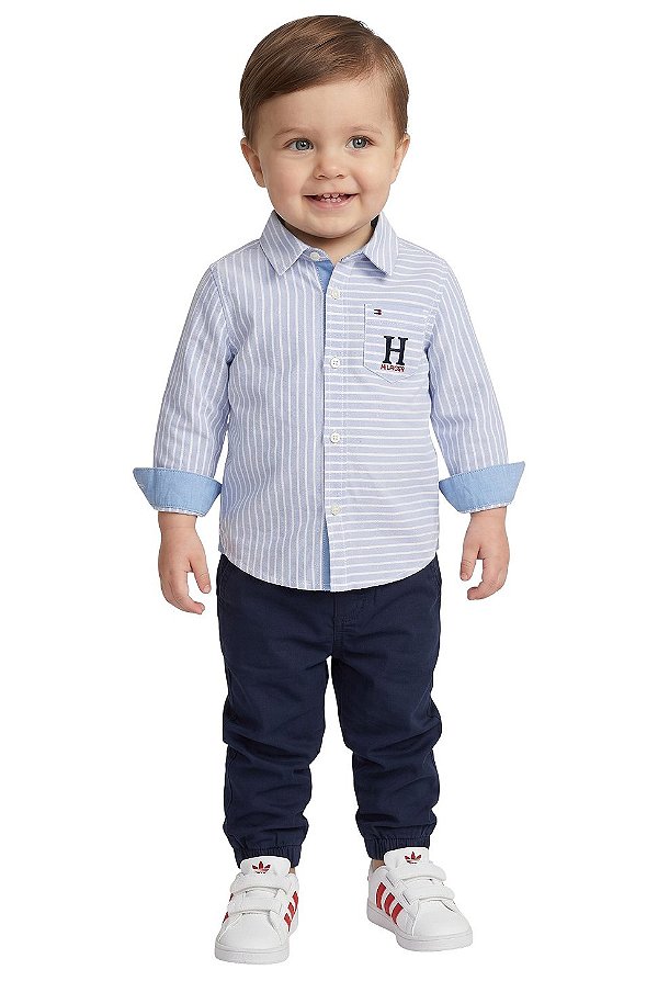 Conjunto Infantil Tommy Hilfiger Camisa Social Calça Jogger