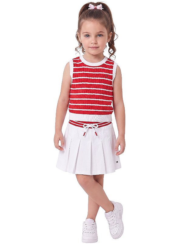 Conjunto Infantil Tommy Hilfiger – Regata em Tricô + Saia