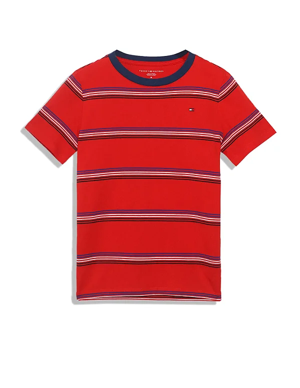 Camiseta Infantil Tommy Hilfiger vermelha listras