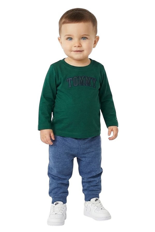 Conjunto Infantil Tommy Hilfiger – Camiseta de Manga Longa e Calça Jogger