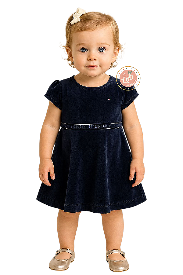 Vestido Baby Veludo Tommy Hilfiger