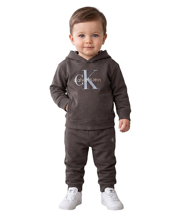 Conjunto Bebê Calvin Klein Moletom Marrom