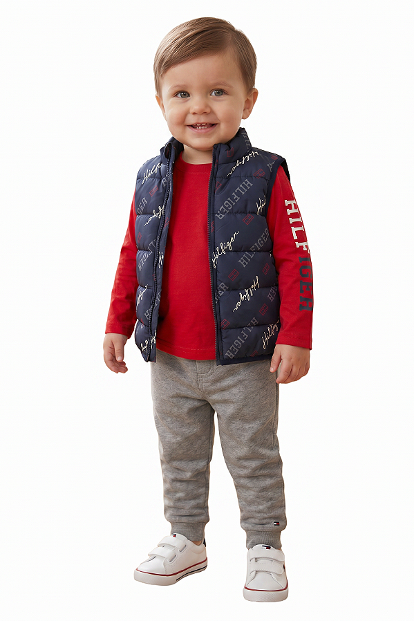 Conjunto Bebê Tommy Hilfiger 3 Peças com Colete