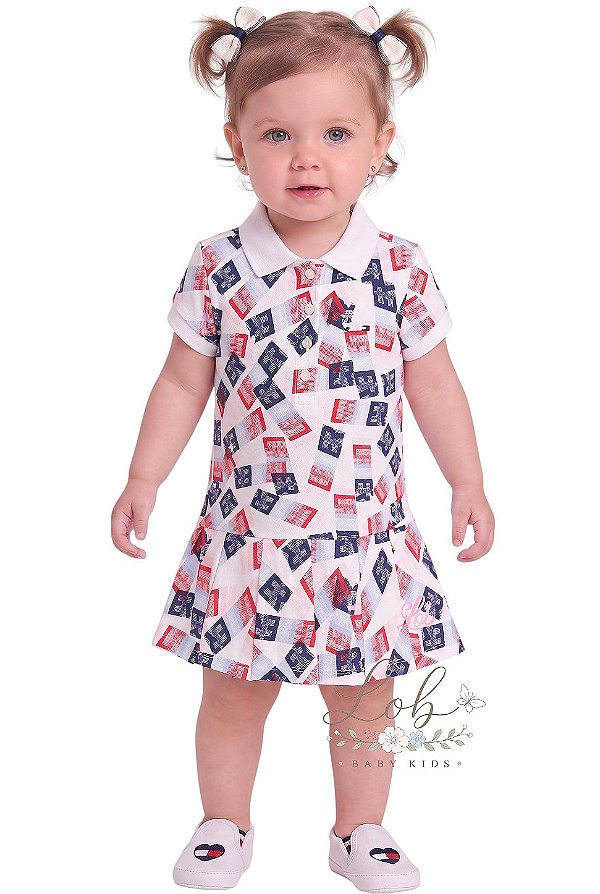 Vestido Baby Gola Polo Tommy Hilfiger