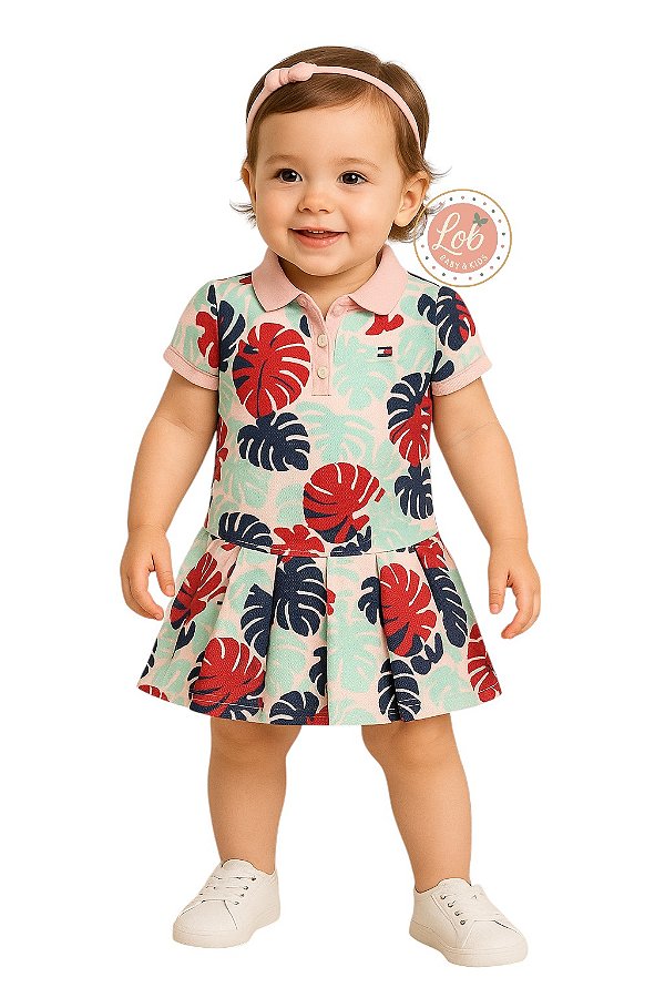 Vestido Baby Gola Polo Tommy Hilfiger