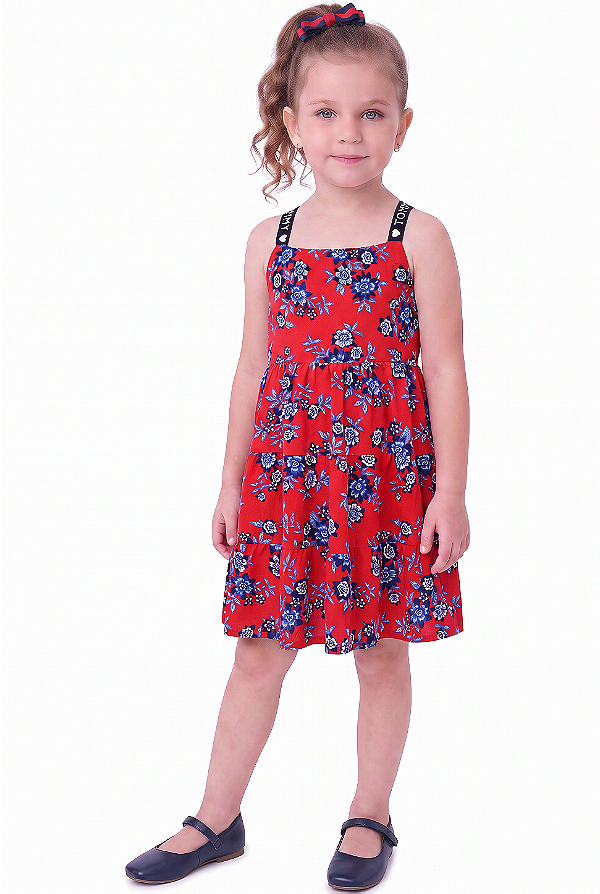 Vestido Infantil Tommy Hilfiger Floral – Vermelho