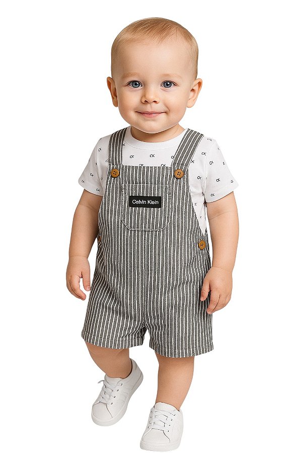 Jardineira e Camiseta Baby Calvin Klein