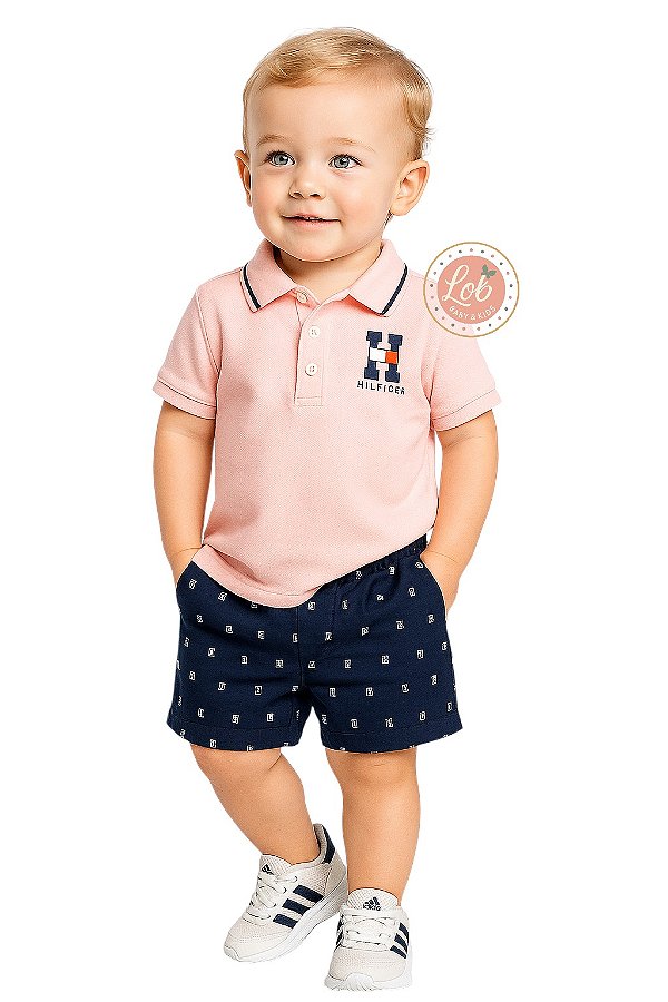 Conjunto Bebê Tommy Hilfiger Polo Rosa