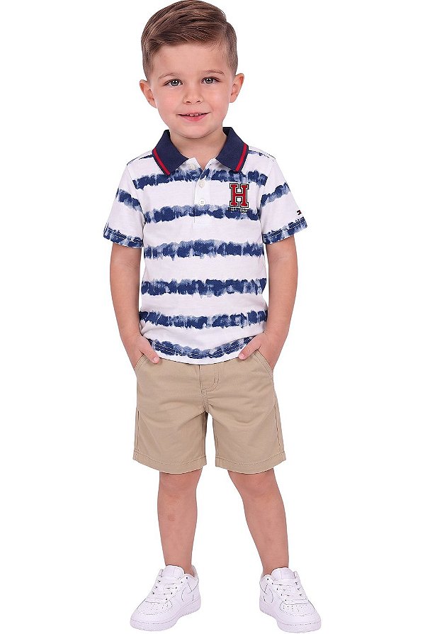 Conjunto Infantil Tommy Hilfiger Polo e Bermuda Caqui
