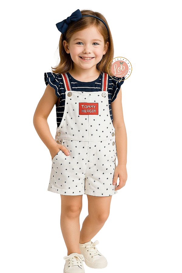 Jardineira e Camiseta Tommy Hilfiger