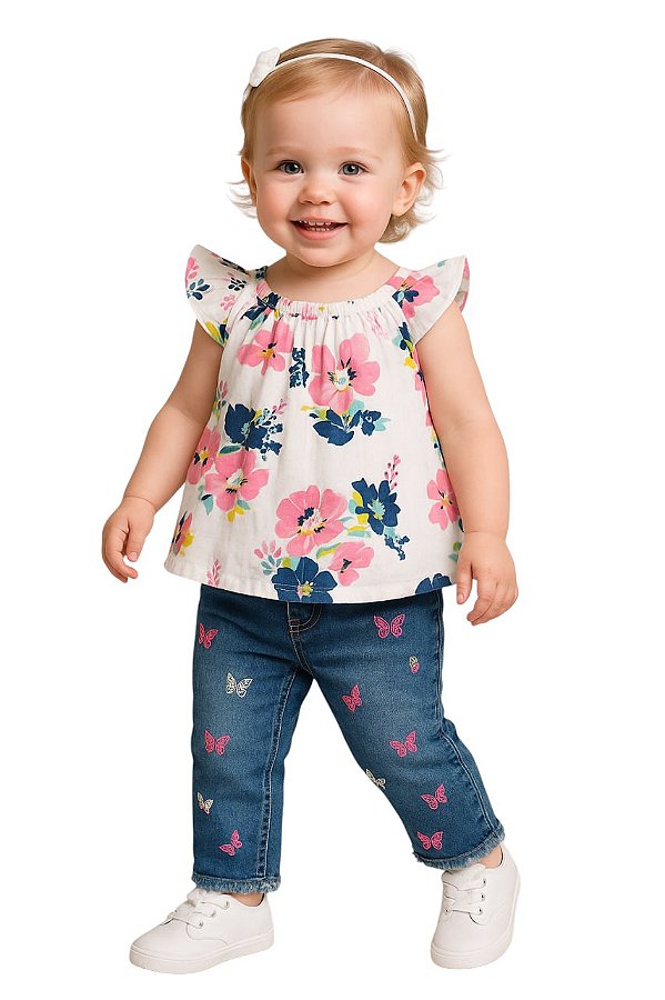 Conjunto Gap Infantil – Batinha Floral + Calça Jean