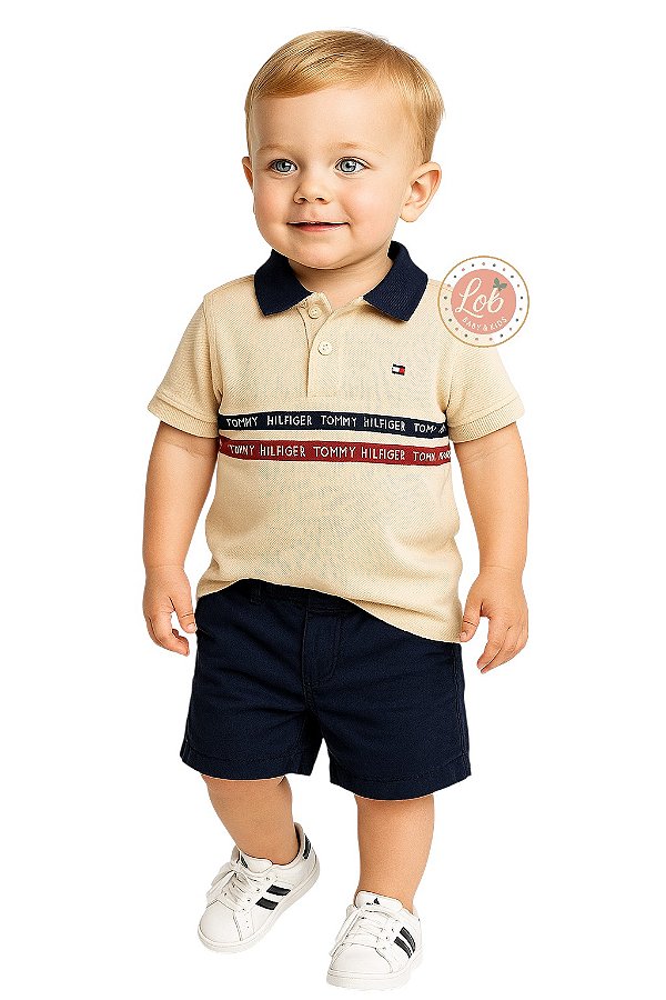 Conjunto Bebê Tommy Hilfiger Polo Bege