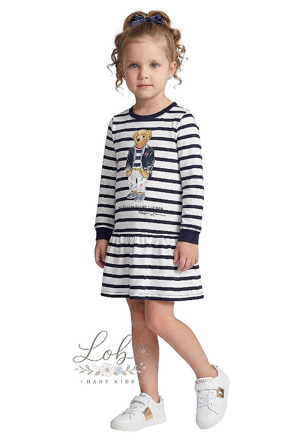 Vestido Infantil Polo Ralph Lauren Polo Bear Listrado