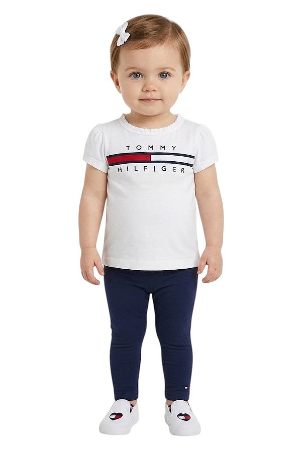 Camiseta Bebe Tommy Hilfiger Logo Branca