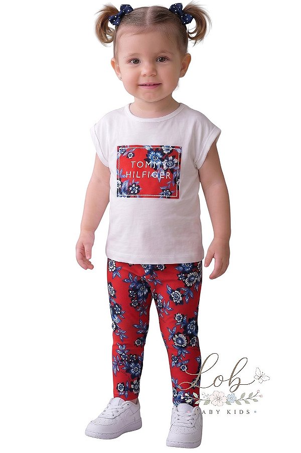 Conjunto Bebê Tommy Hilfiger Blusa e Legging Floral