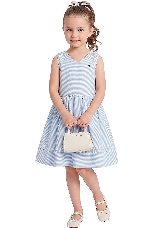 Vestido Infantil Tommy Hilfiger Listrado Azul