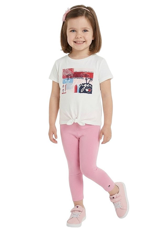 Conjunto Infantil Tommy Hilfiger Camiseta e Legging Rosa