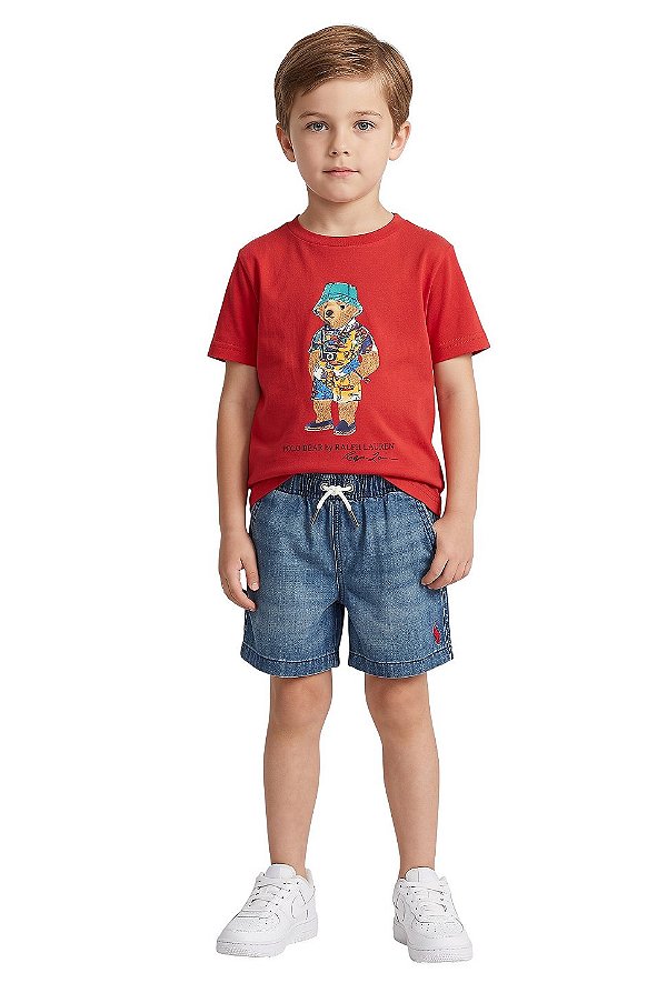 Bermuda Jeans Infantil Polo Ralph Lauren com Cós Elástico
