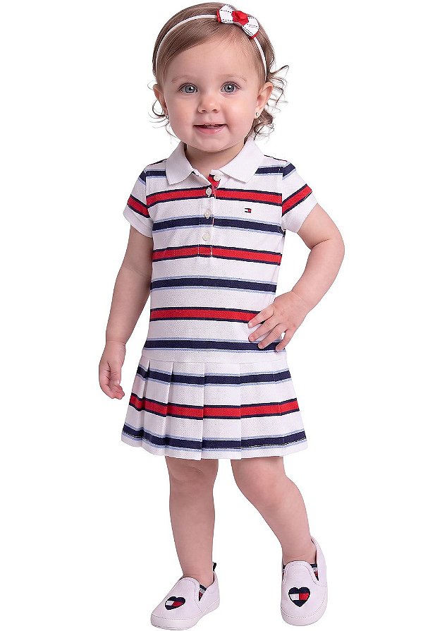 Vestido Polo Listrado Tommy Hilfiger Bebê