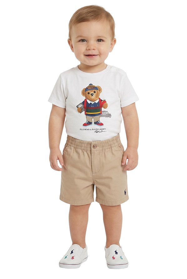Bermuda Infantil Polo Ralph Lauren com Logo Bordado