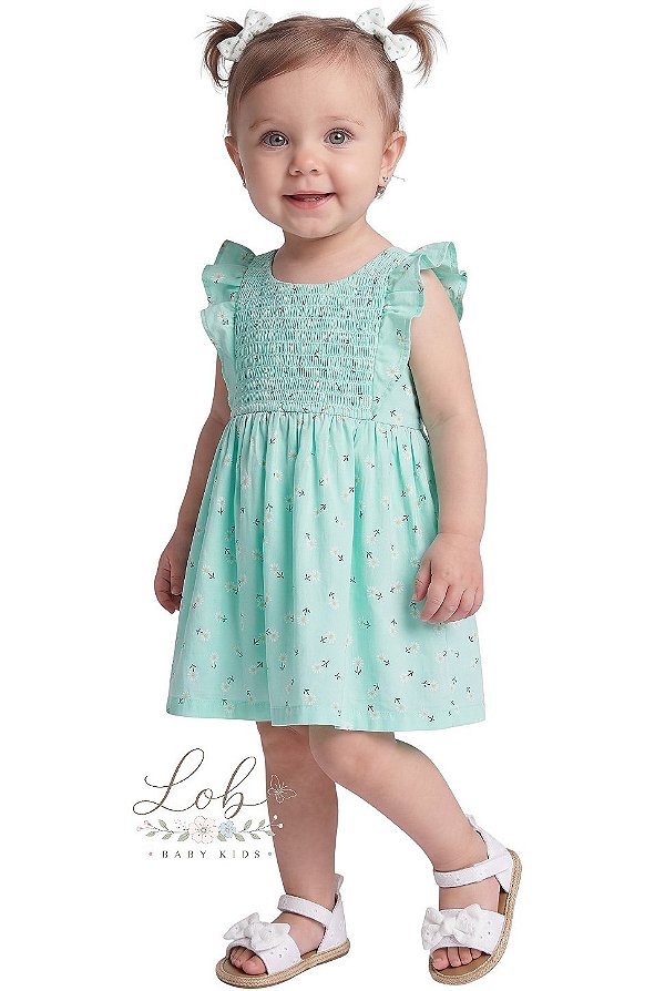 Vestido Bebê Carter’s Floral em Popeline Algodão