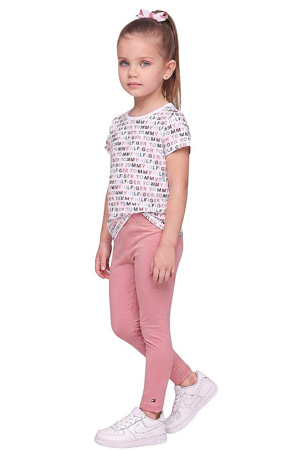Conjunto Infantil Tommy Hilfiger Camiseta Estampada e Legging Rosa