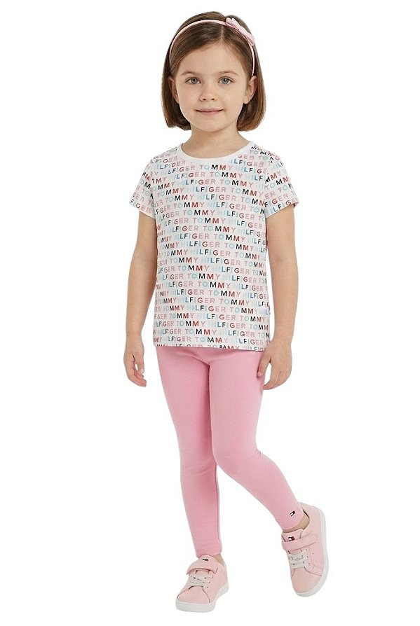 Conjunto Infantil Tommy Hilfiger Camiseta Estampada e Legging Rosa