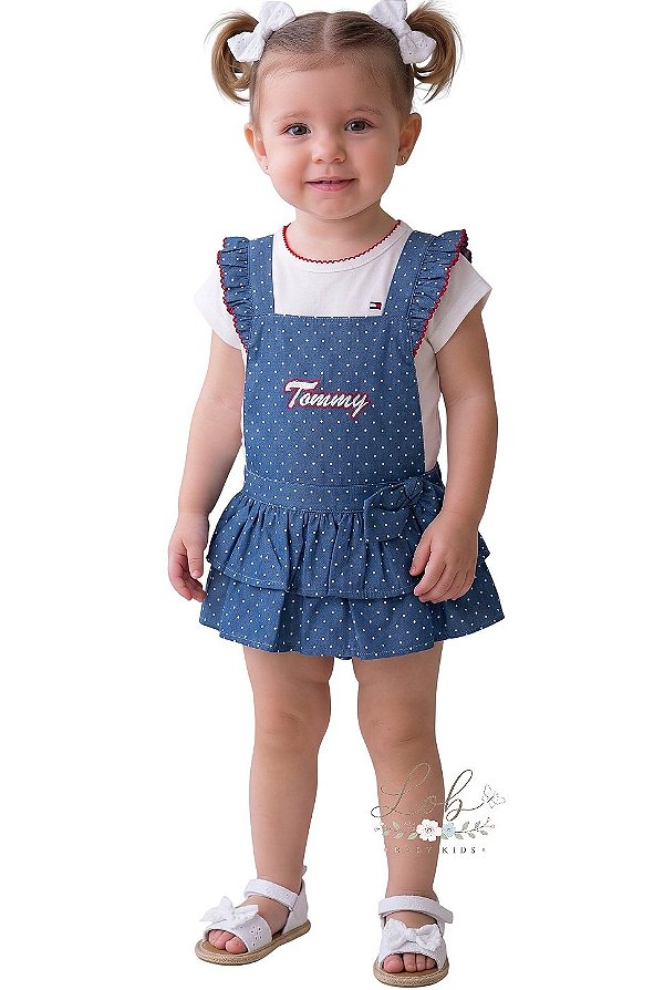 Conjunto Bebê Tommy Hilfiger Camiseta e Jardineira