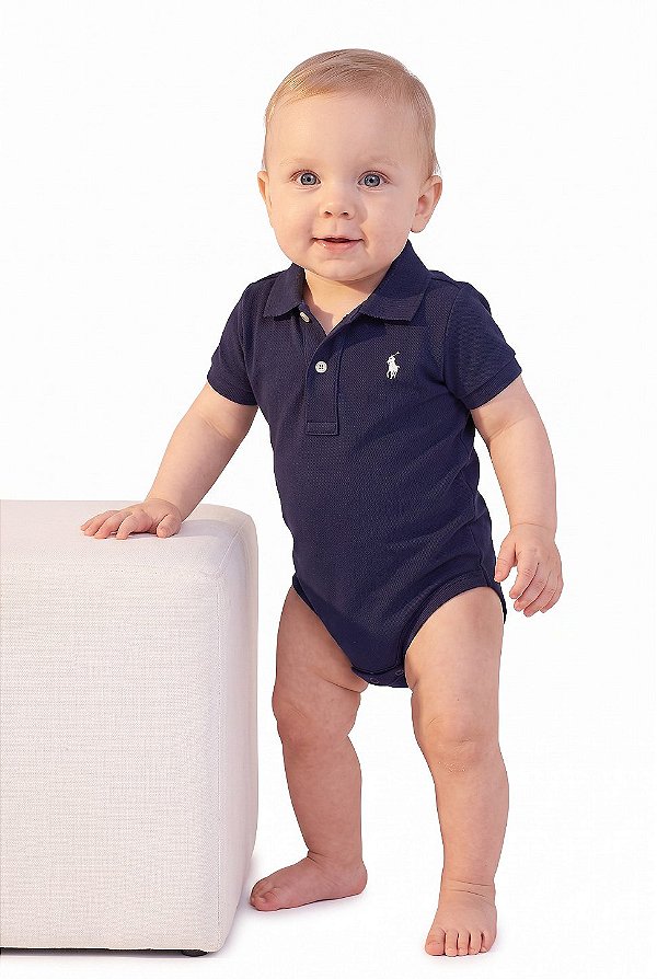 Body Polo Bebê Ralph Lauren Azul-Marinho