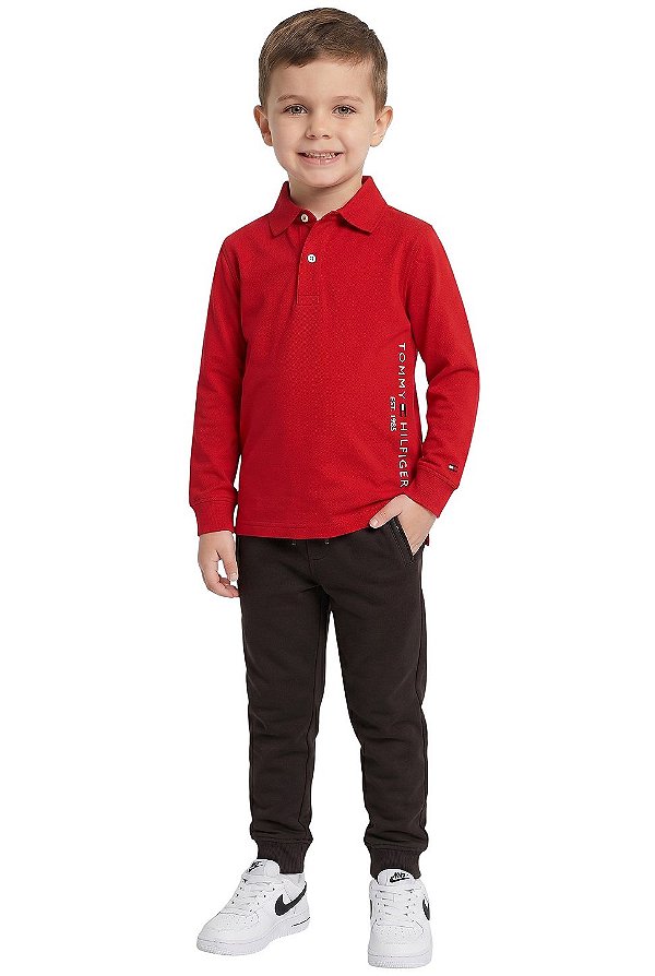 Calça Infantil Tommy Hilfiger Moletom sem Fleece Preto