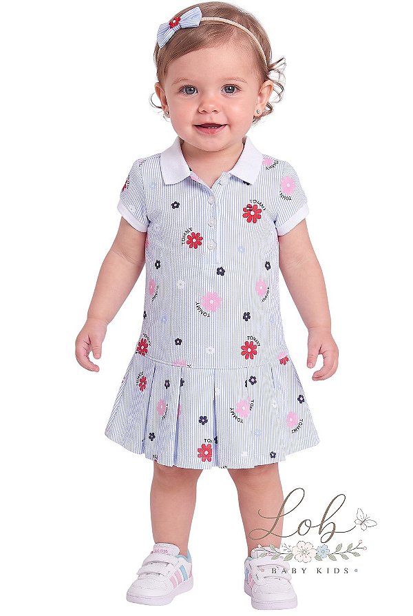 Vestido Bebê Gola Polo Tommy Hilfiger