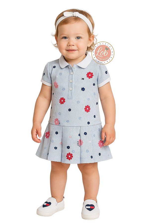 Vestido Baby Gola Polo Tommy Hilfiger