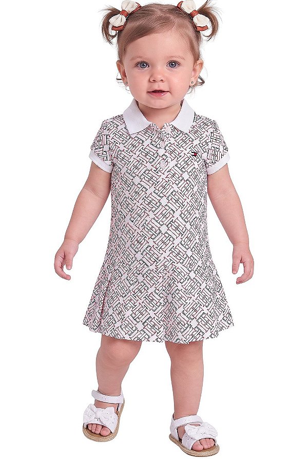 Vestido Bebê Gola Polo Tommy Hilfiger