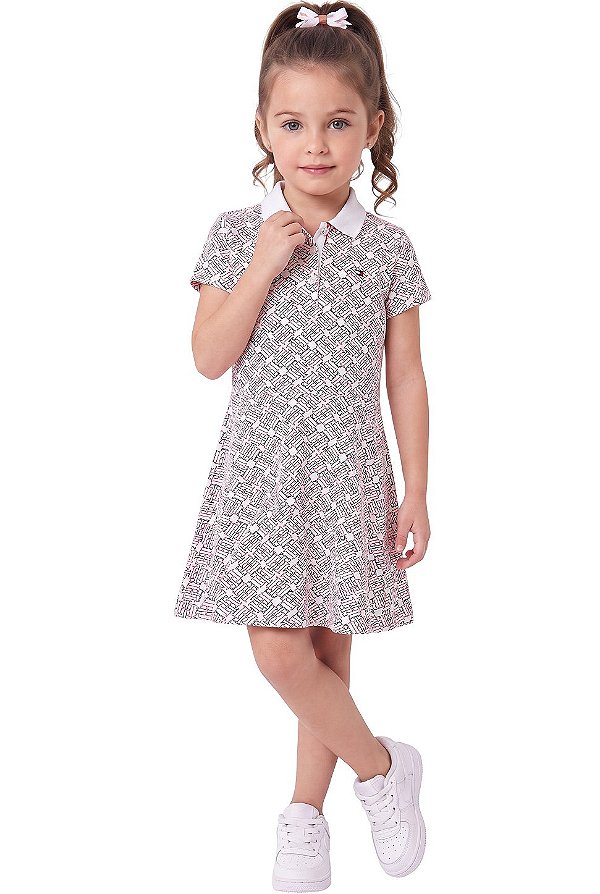 Vestido Infantil Tommy Hilfiger Polo Piquet Monograma TH