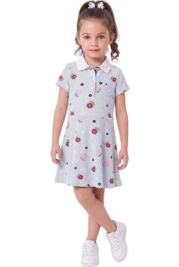 Vestido Infantil Tommy Hilfiger Polo Piquet Floral