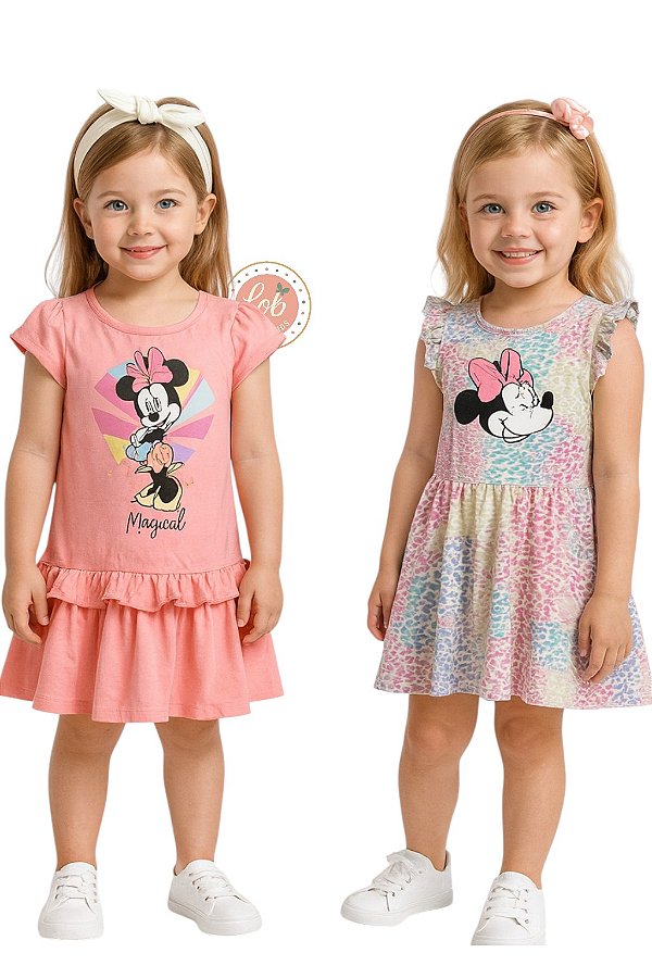 Kit Vestido Minne malha Disney