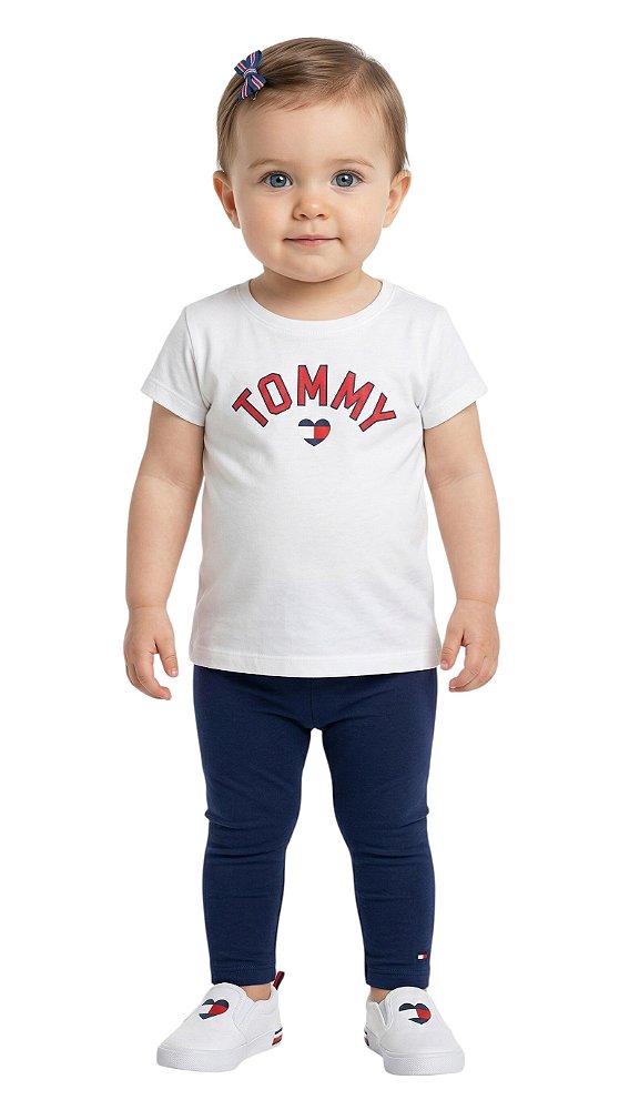 Camiseta Bebê Tommy Hilfiger com Estampa "TOMMY"