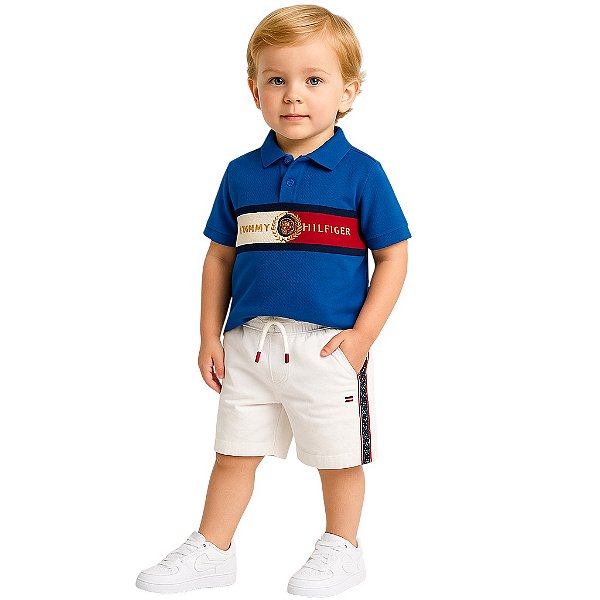 Camisa Polo Infantil Tommy Hilfiger Azul