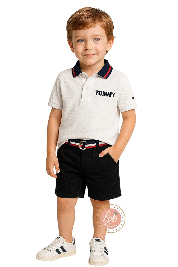 Camisa Polo Infantil Tommy Hilfiger -Branca