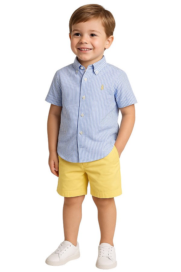 Camisa infantil MC – Polo Ralph Lauren listras
