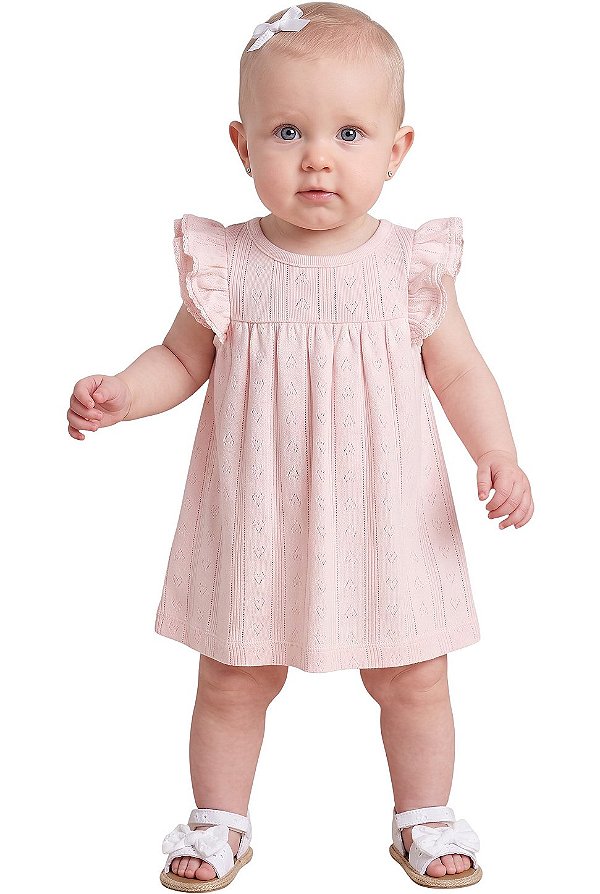 Vestido Body Bebê em Algodão Orgânico com Corações