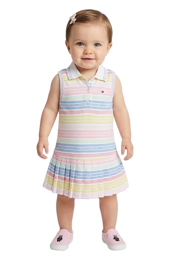 Vestido Bebê Tommy Hilfiger Tenista Multicor