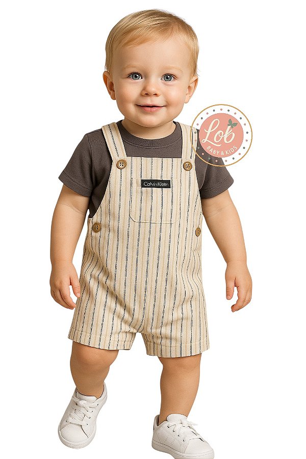 Jardineira e Camiseta Baby Calvin Klein