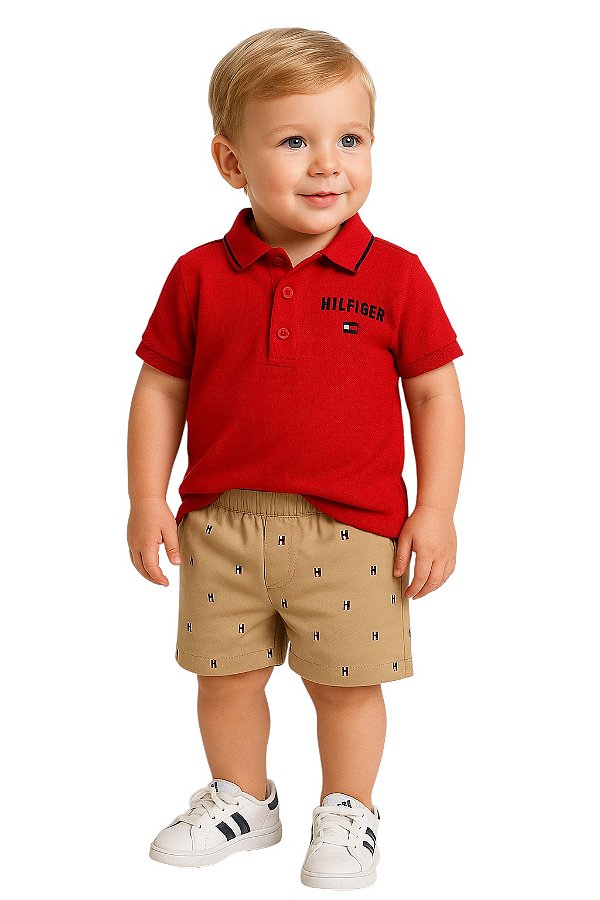 Conjunto Babe Polo Tommy Hilfiger vermelha